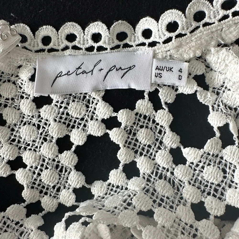 Petal & Pup White Crochet Overlay High Neck Bridal Rehersal Midi Dress Size 0 - Picture 17 of 17